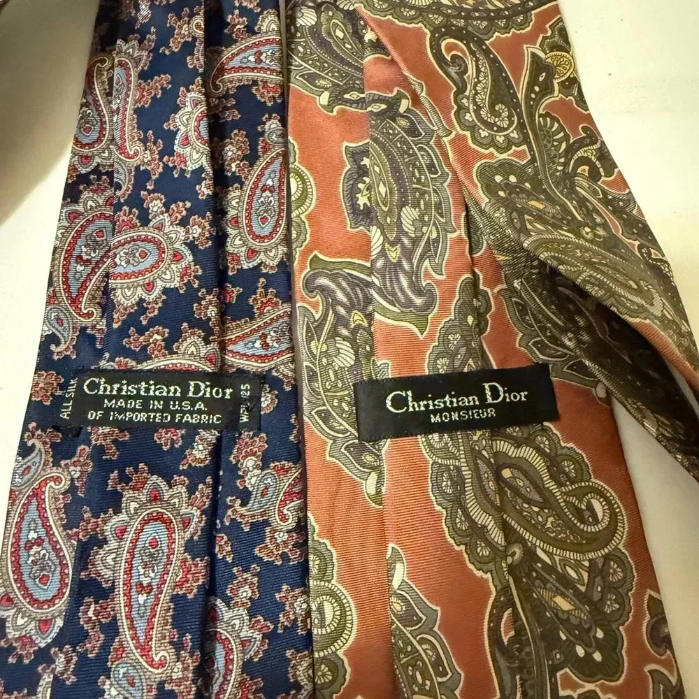 Two gorgeous Christian Dior, silk ties with absolutely beautiful colors / prints